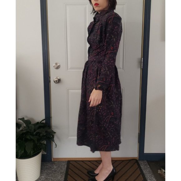 80s Silk and Wool Blend Paisley and Floral Skirt Set - Picture 2 of 7